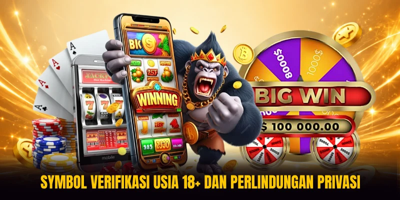 Symbol verifikasi usia 18+ dan perlindungan privasi