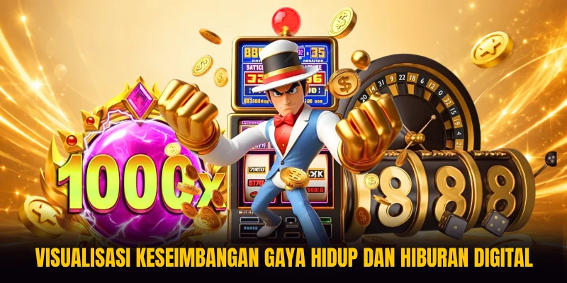 Visualisasi keseimbangan gaya hidup dan hiburan digital